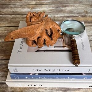 Vintage Chinese Carved Seed Pod Lizard with Inlaid Eyes